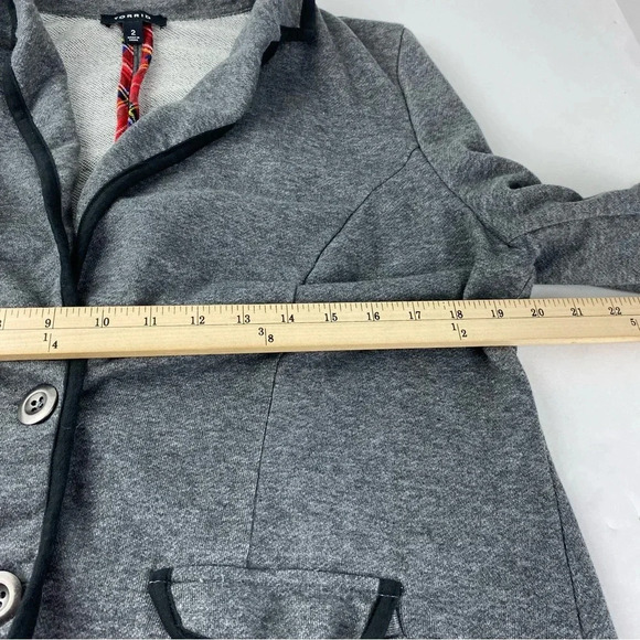 Torrid 2X Gray Black Trim Blazer Jacket Pockets Very Soft - Picture 4 of 7